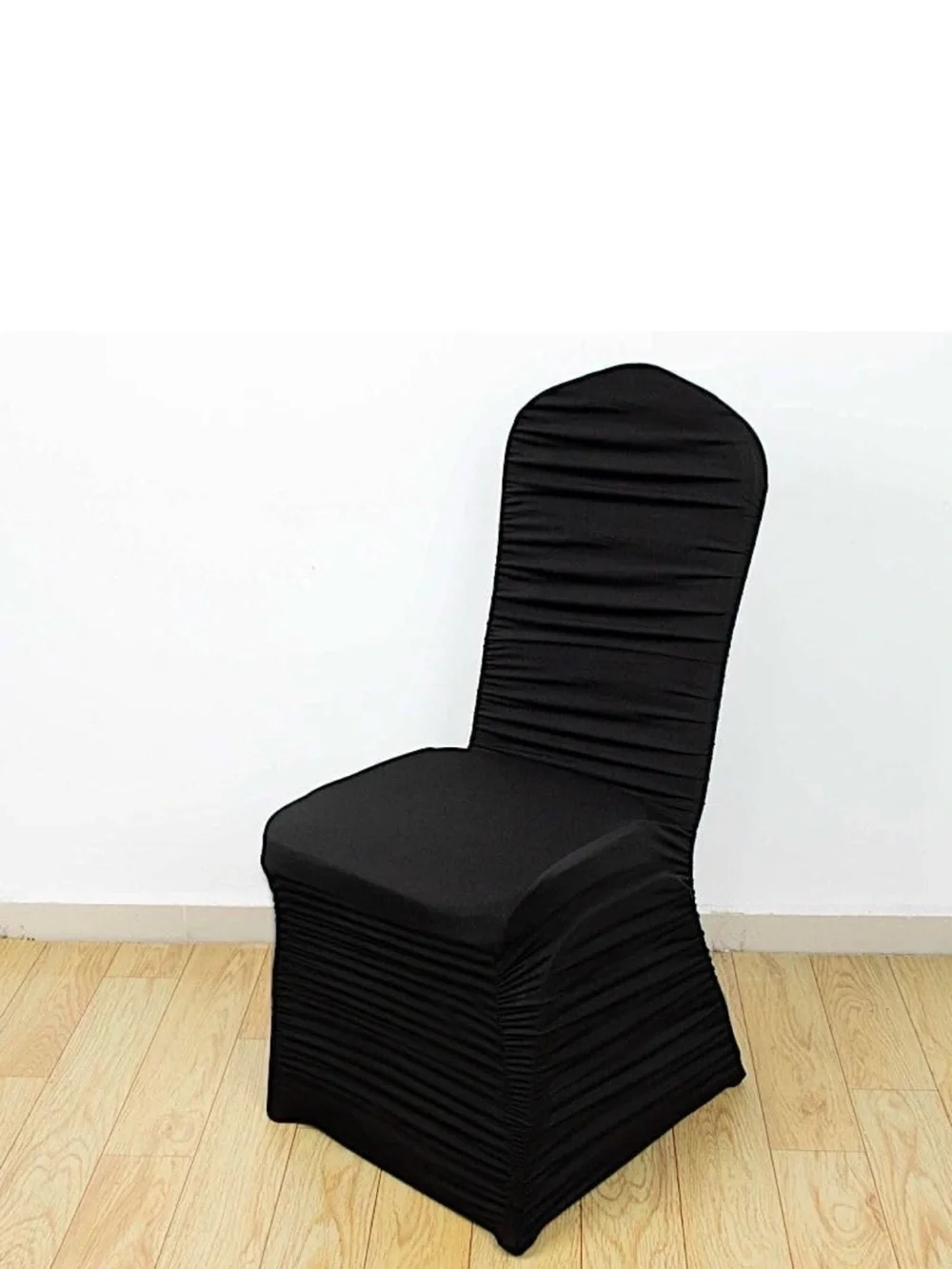 Classic Black Ruched Stretch Chair Cover for Events by